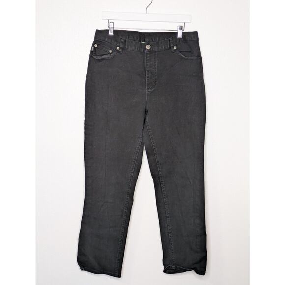 Ralph Lauren Denim - Ralph Lauren Jeans Womens 16 Black High Rise Straight Stretch Dark Wash Denim